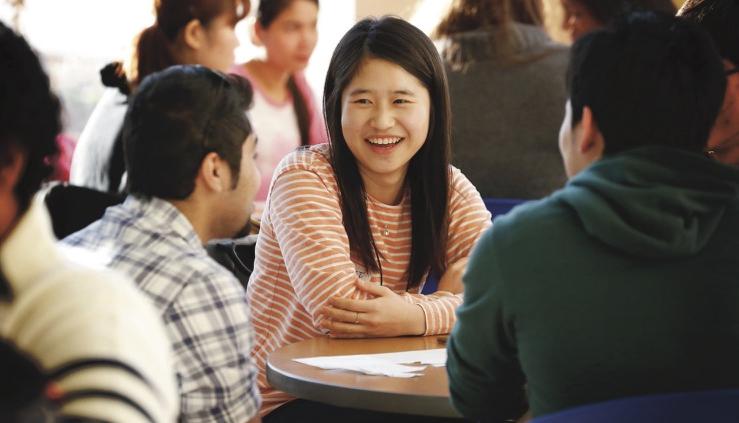 students chatting